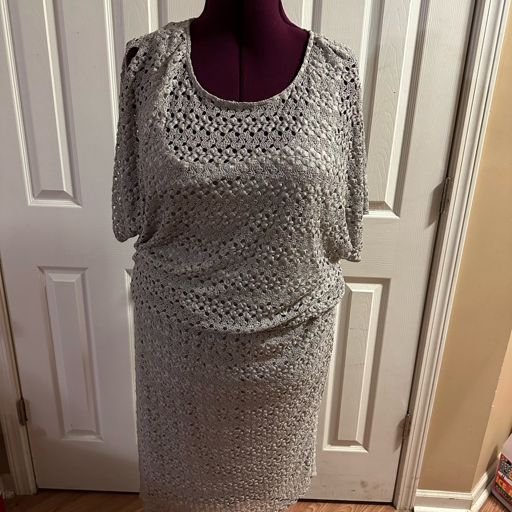 Ashley Stewart Gray Crochet Dress